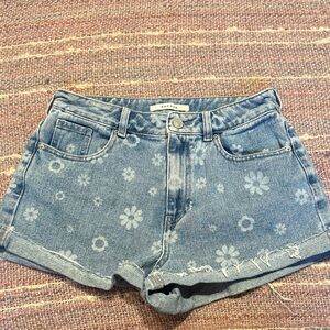 PacSun Light Blue Daisy Print Jean Shorts
